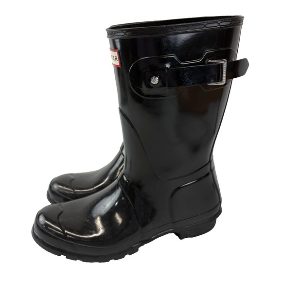 Hunter Original Short Gloss Womens Size 9 Black Waterproof Rain Boots - Picture 1 of 8